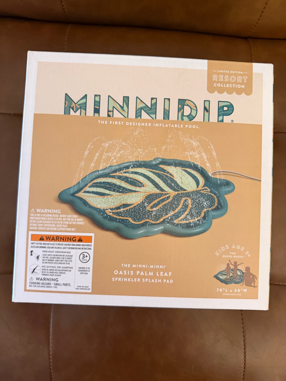 MINNIDIP Mini-Minni Oasis Palm Leaf Sprinkler Splash Pad 70” New in Box